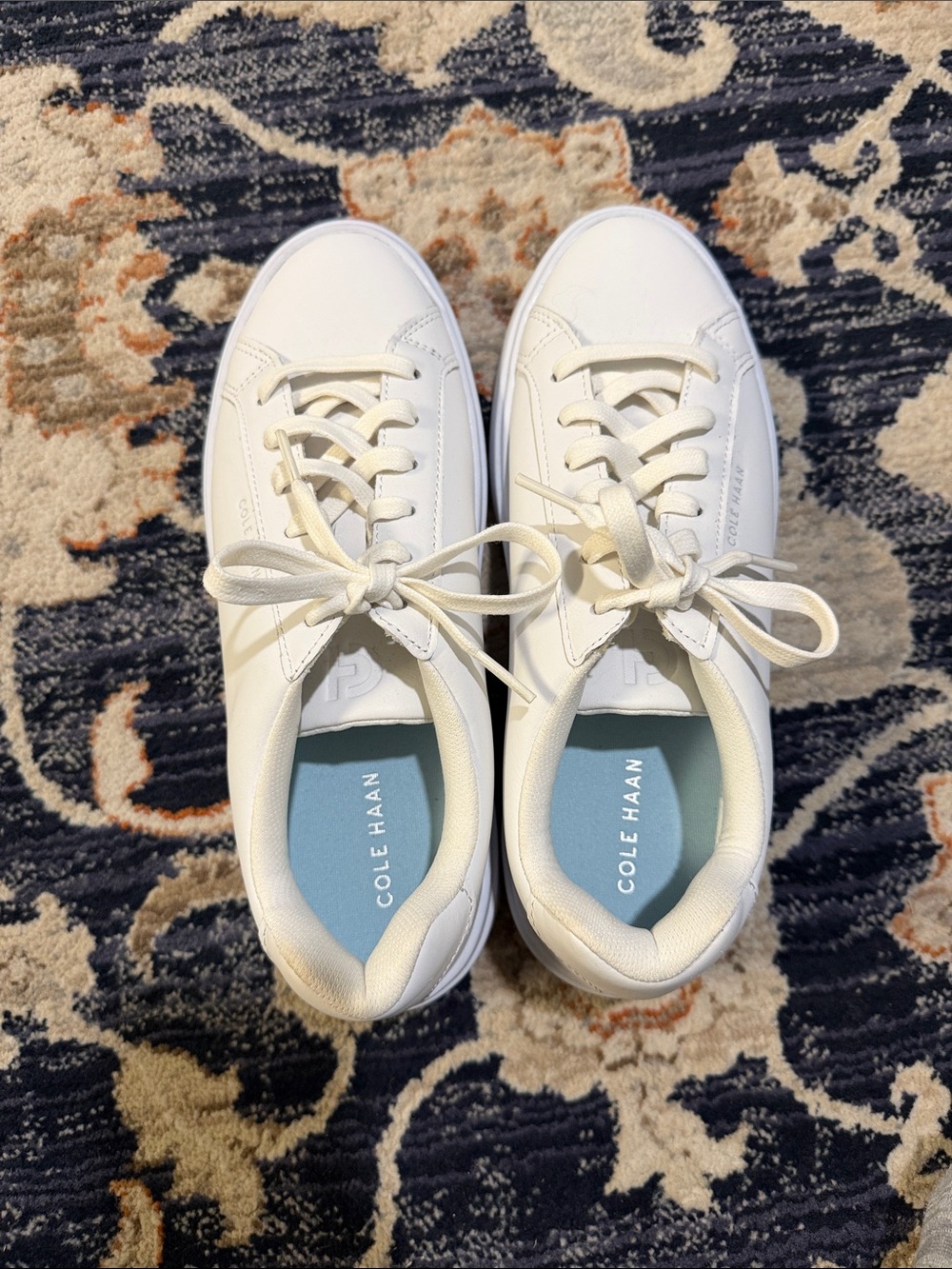 Cole Haan White Leather Low-Top Lace-Up Sneakers - Picture 4 of 5